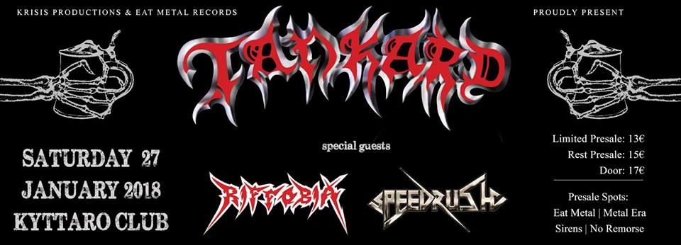 Tankard, Riffobia, Speedrush @Κύτταρο, Σάββατο 27/01/18