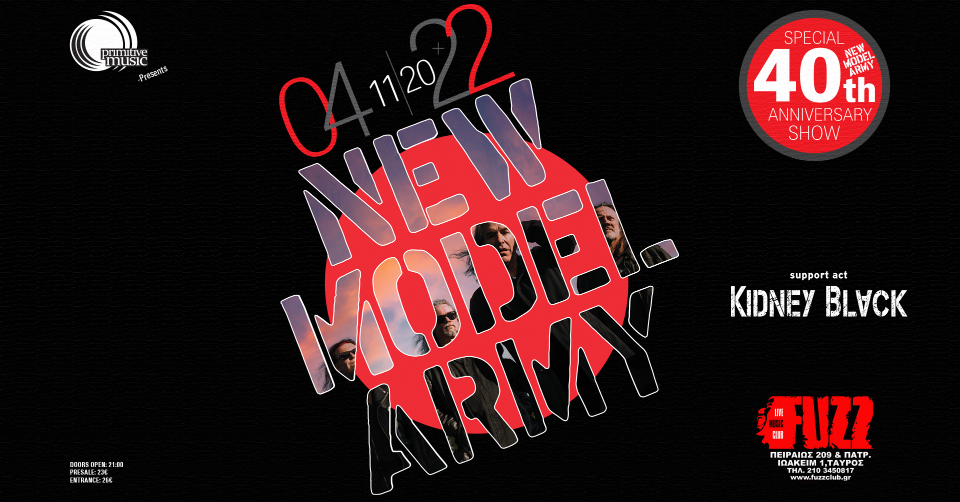 New Model Army + Kidney Black @ Fuzz Club, 40th Anniversary Show 04/11/2022