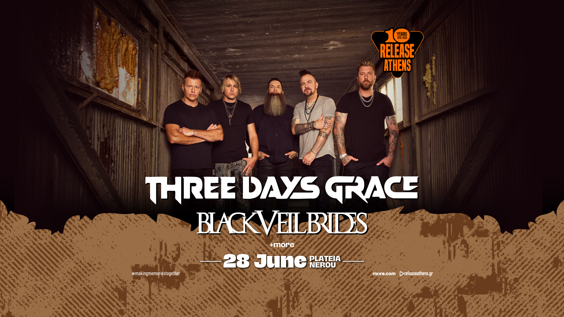 Release Athens 2026 | Three Days Grace, Black Veil Brides & Overgrown  #10yearanniversary